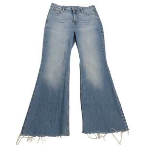 Old Navy Womens Jeans Size 6 Higher Rise Flare Raw Hem High Rise Denim Blue Jean